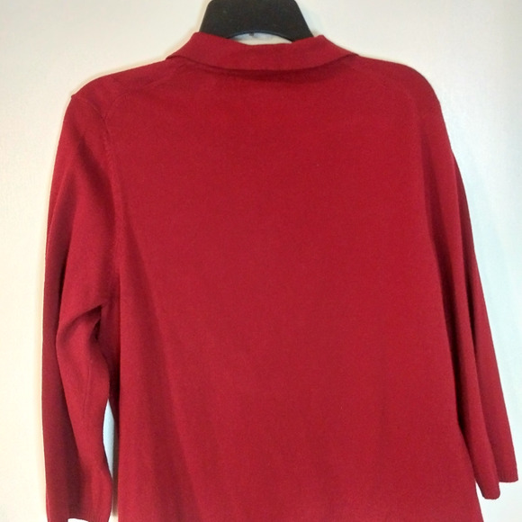 Chaus & Co Womens Sweater Large Wine V- Neck Knit Cottagecore Preppy / #3146 - Picture 3 of 5